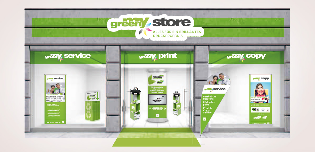 Modell eines my green stores – Franchisekonzept und Designentwicklung durch die Rittweger + Team Werbeagentur