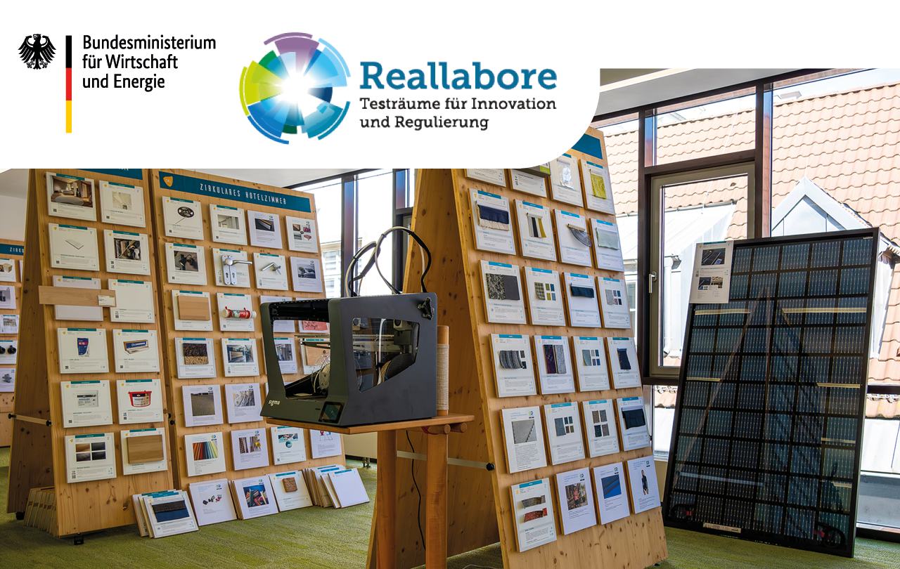 Reallabore Bezug Materialbibliothek des Circular Material LAB in Erfurt mit Hinweis auf das Reallabore-Innovationsportal